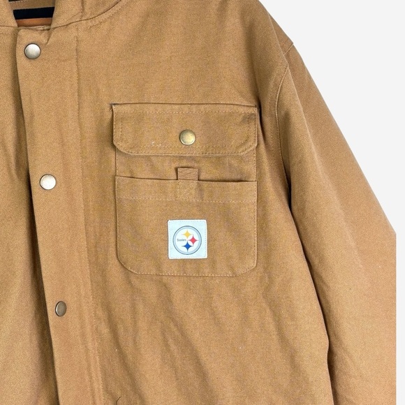 Pittsburgh Steelers Jacket Mens Large Brown Hooded Canvas Zip NFL Darius Rucker - Picture 5 of 16